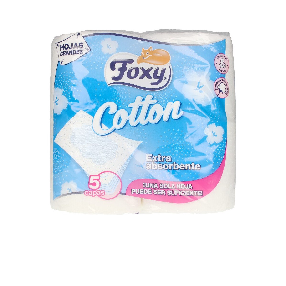 COTTON papel higiénico 5 capas 4 rollos de FOXY - Ofertas Online y Envío Gratis