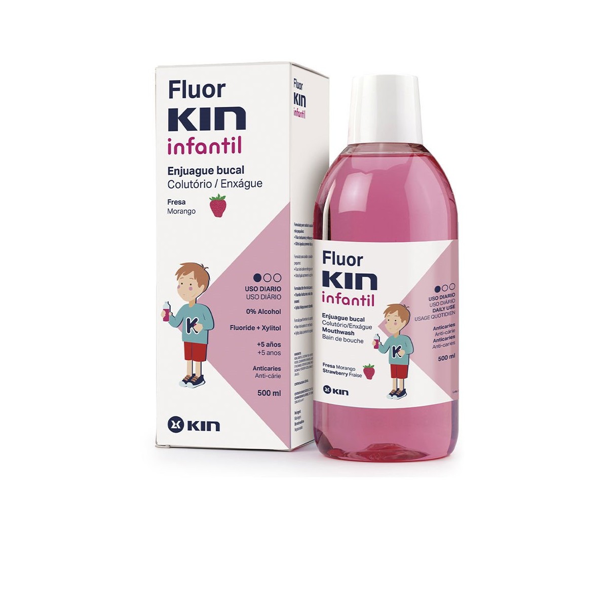 FLUORKIN INFANTIL enjuague bucal anticaries #fresa 500 ml de KIN - Ofertas Online y Envío Gratis