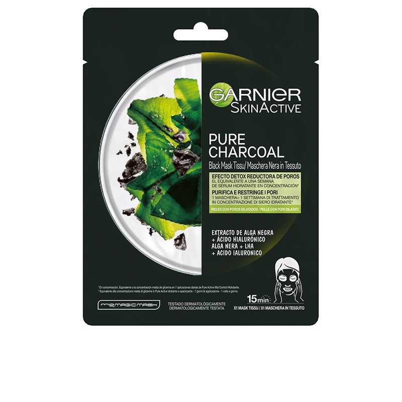 PURE CHARCOAL black mask tissu detox effect 28 gr de GARNIER - Ofertas Online y Envío Gratis