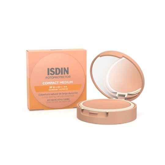 FOTOPROTECTOR COMPACT BRONZE cobertura natural de larga duración SPF50 #Medium 10 gr  ISDIN - Ofertas Online y Envío Gratis